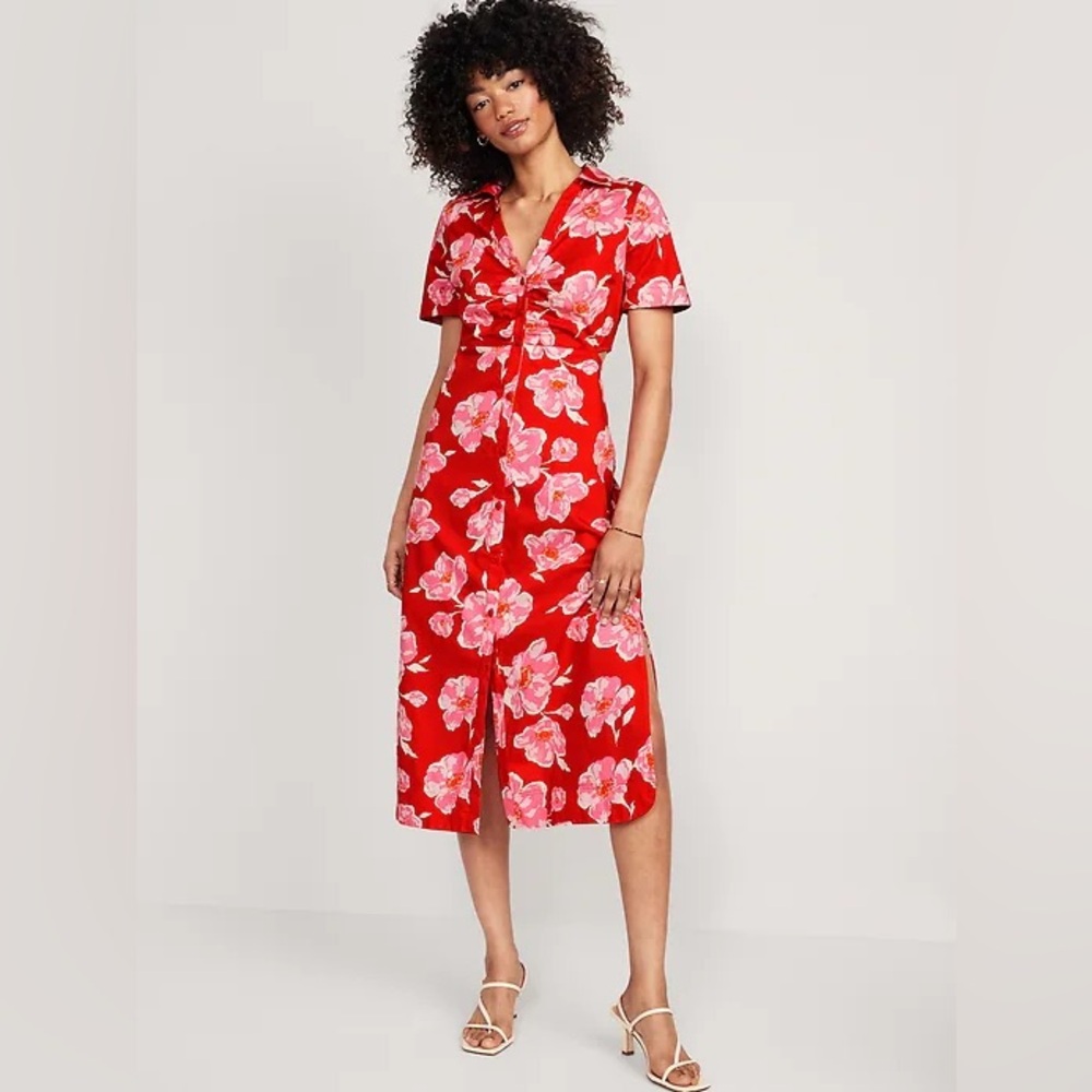 Old Navy Floral Midi Shirt Dress